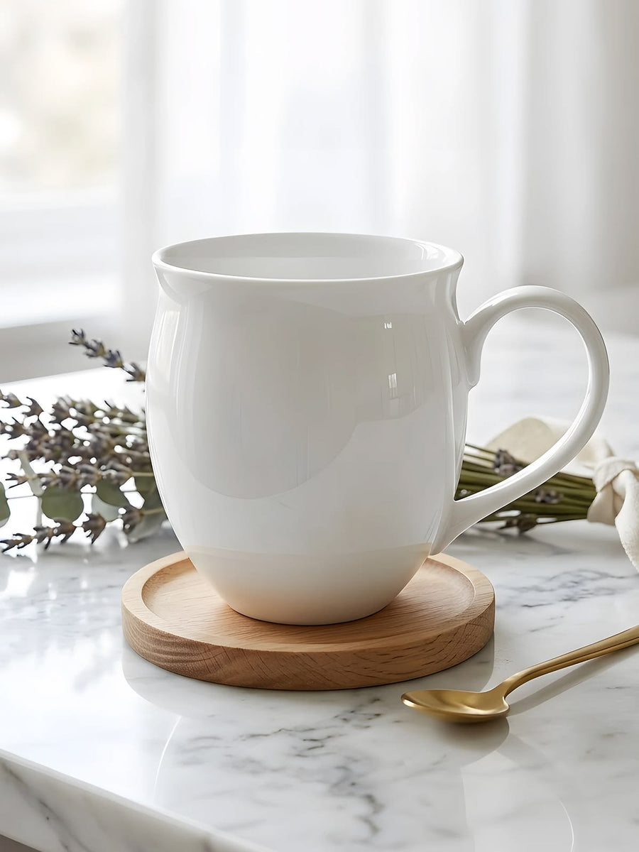 Linen White Breakfast Mug