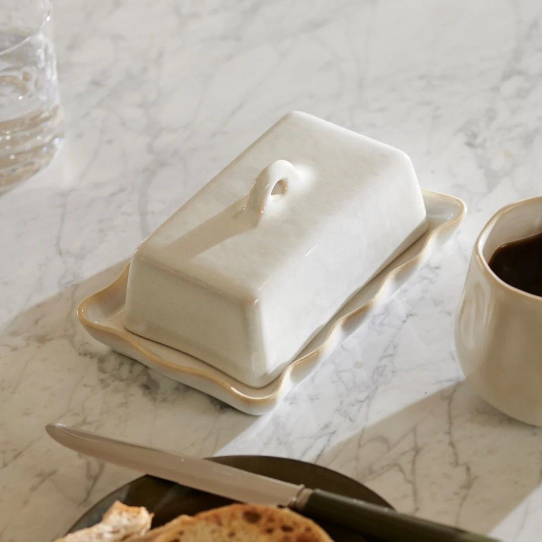 Oyster Satin Butter Dish